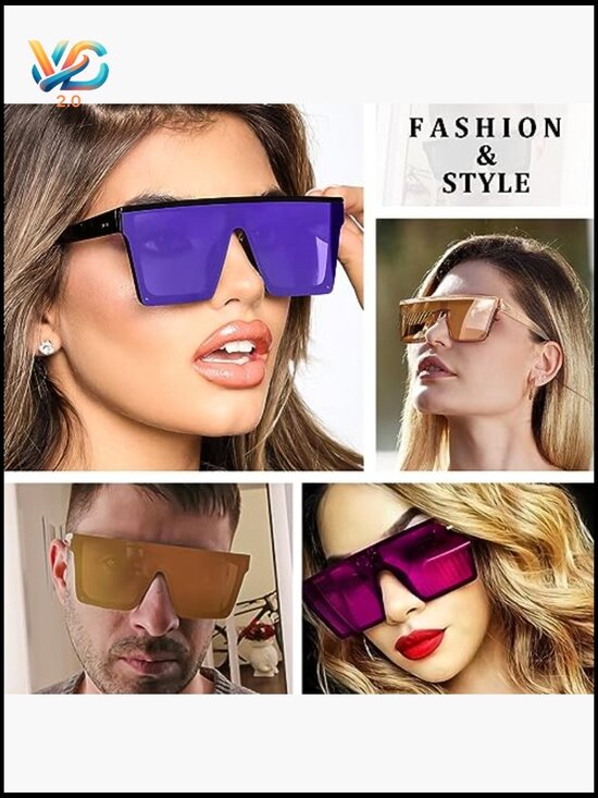3 Pack Oversized Square Sunglasses Thick Frame Big UV400 Protection Large Flat main image 6